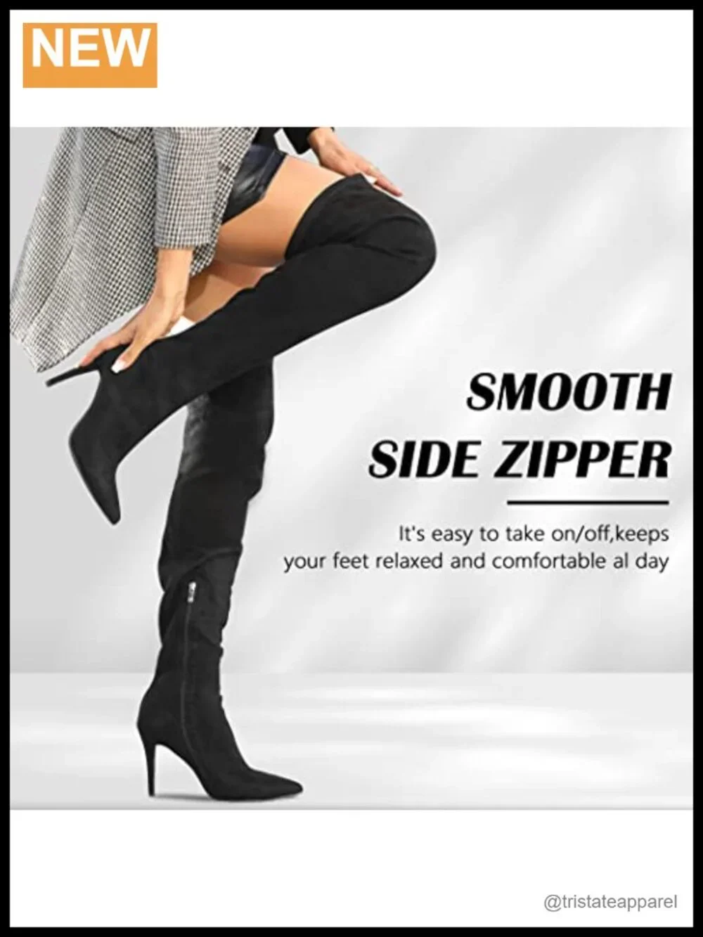 Faux Suede Over the Knee Stiletto Boots Side Zip Pointed Toe 24.5in Shaft